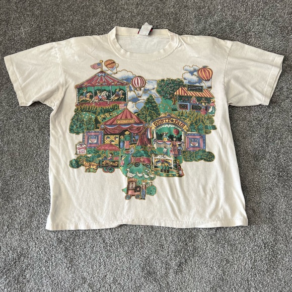 Vintage Other - Vintage shirt womens medium oversized white country fair rustic country tree USA